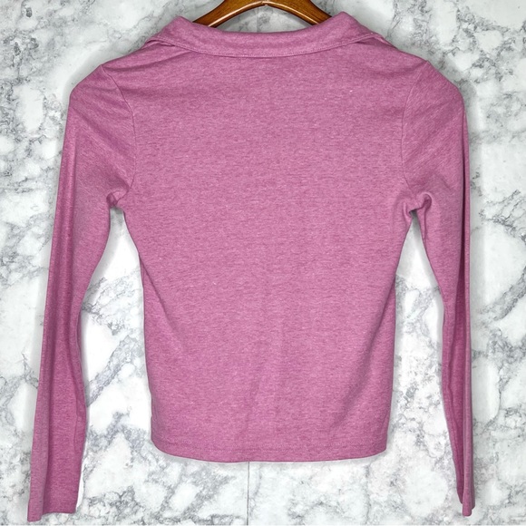 ⭐️ Energie Girls Pink Collared Long Sleeve Y2K Top Size M/L Lace Trim - Picture 3 of 9